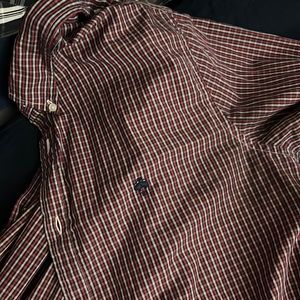 Large red checkered red fleece brooks brother